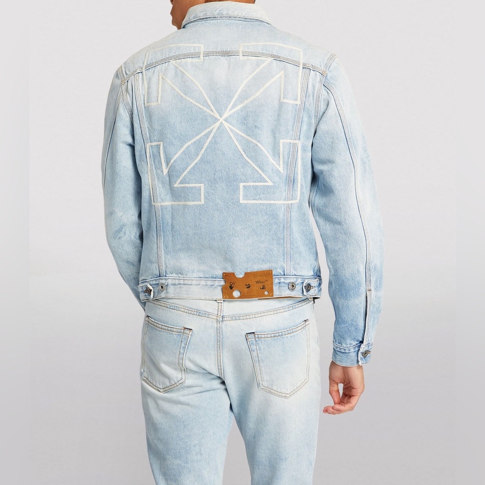 off-white print arrows print denim jacket